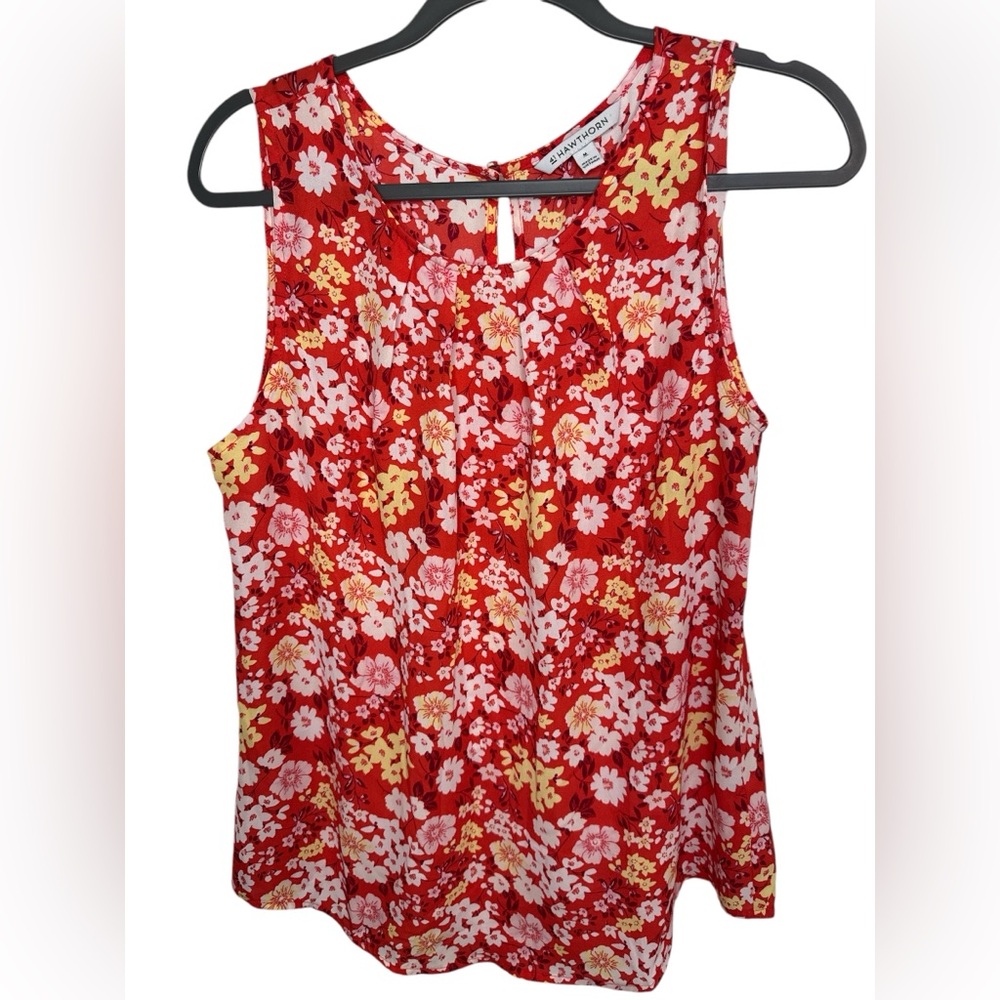 ⭐️NWOT 41 Hawthorn Orange Floral Sleeveless Womens Blouse Medium‎